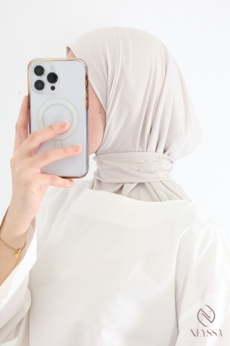Hijab cagoule en jersey premium à boutons avec perlages femme