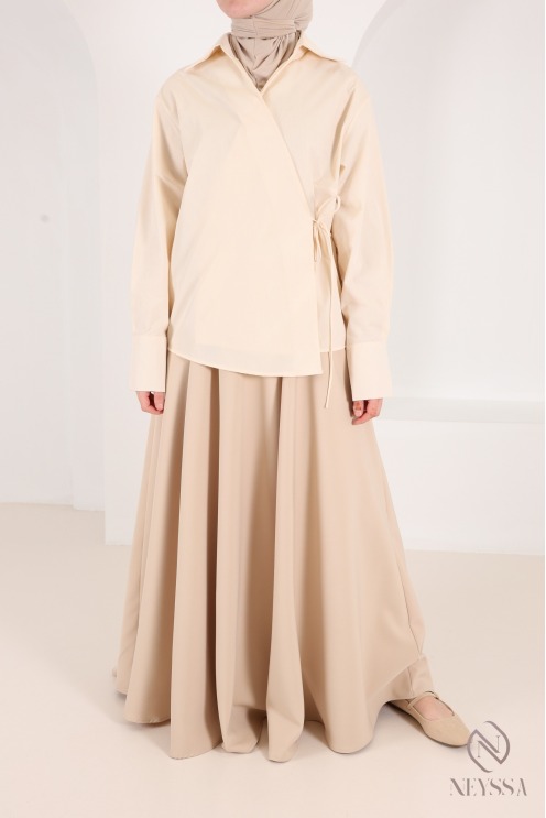 high waist flare skirt modest fashion islamic muslim wide skirt