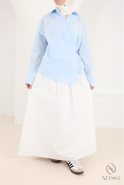 Chemise manches longues cache cœur fluide moderne coton femme