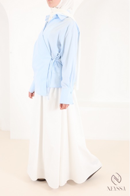 Chemise manches longues cache cœur fluide moderne coton femme