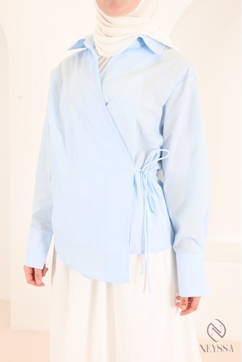 Chemise manches longues cache cœur fluide moderne coton femme