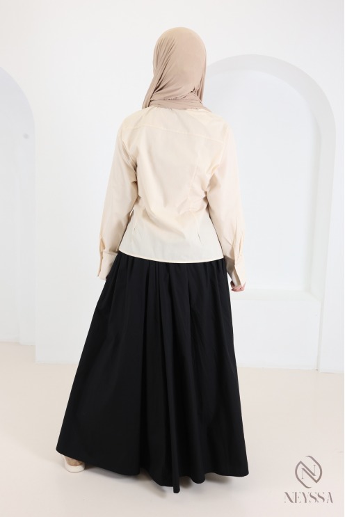 Chemise manches longues cache cœur fluide moderne coton femme