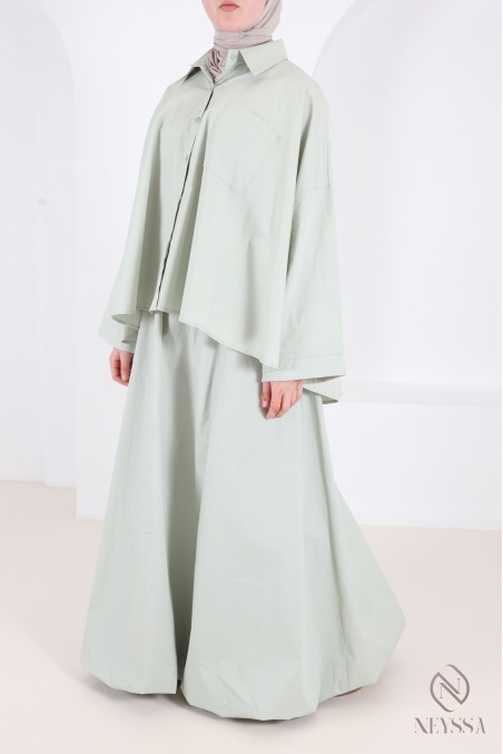 Modisches Oversize-Baumwollhemd mit Knöpfen für Hijabi-Frauen