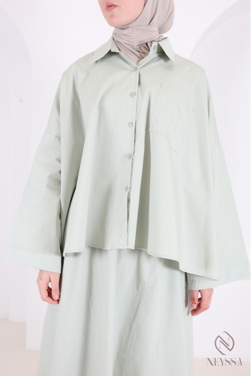 Oversized button-down cotton shirt for trendy hijabi women