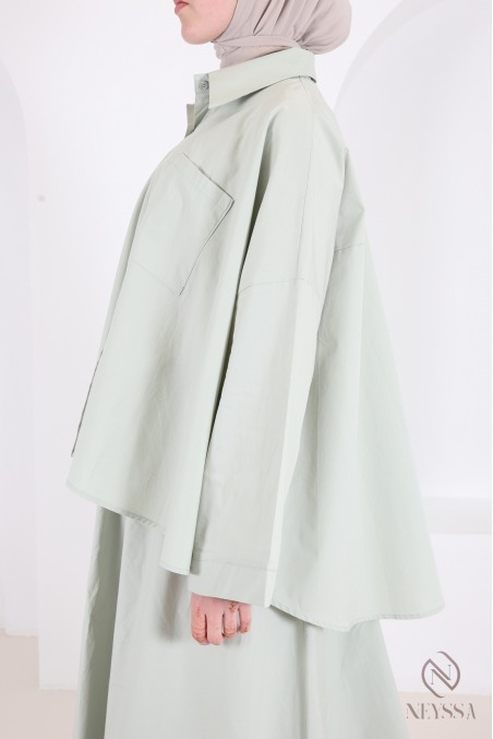Oversized button-down cotton shirt for trendy hijabi women
