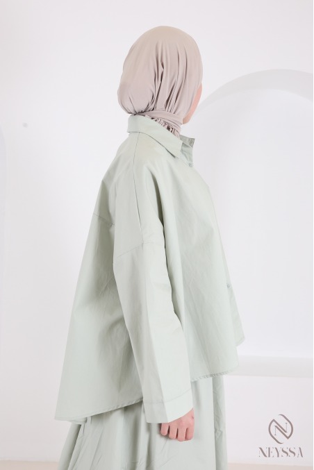 Oversized button-down cotton shirt for trendy hijabi women