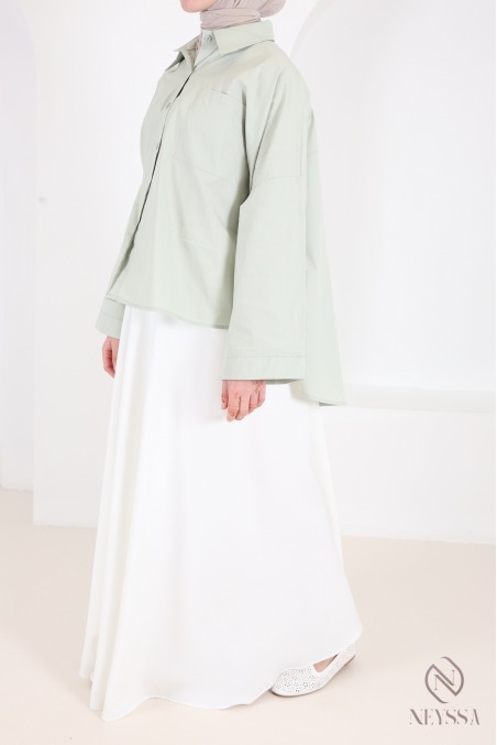 Modisches Oversize-Baumwollhemd mit Knöpfen für Hijabi-Frauen