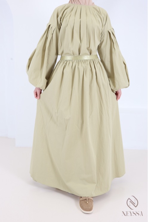 Women's Long Skirt and Puff-Sleeve Blouse Set