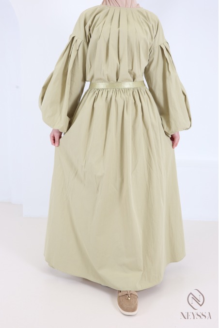 Women's Long Skirt and Puff-Sleeve Blouse Set