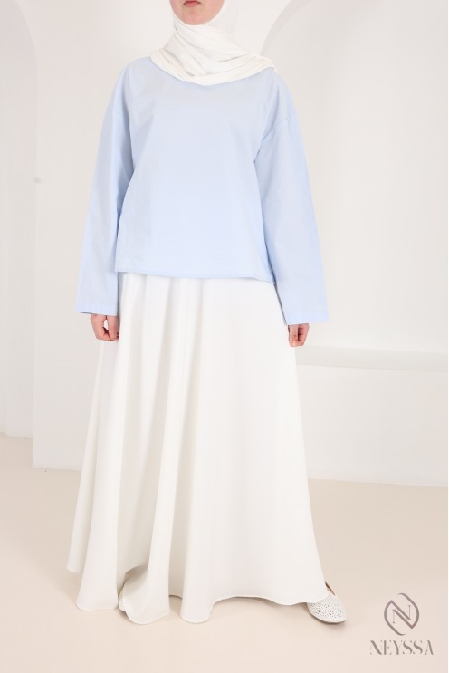 Women's loose-fitting 100% cotton long-sleeve blouse