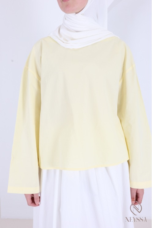 Women's loose-fitting 100% cotton long-sleeve blouse