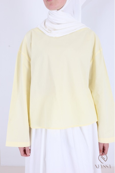 Women's loose-fitting 100% cotton long-sleeve blouse