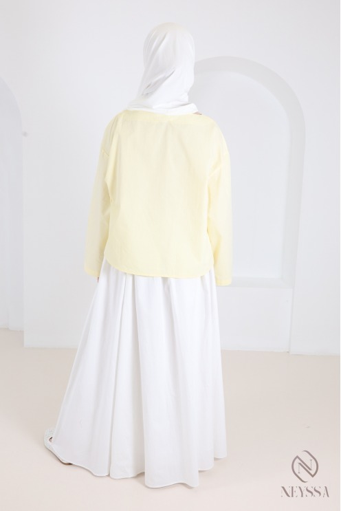 Women's loose-fitting 100% cotton long-sleeve blouse