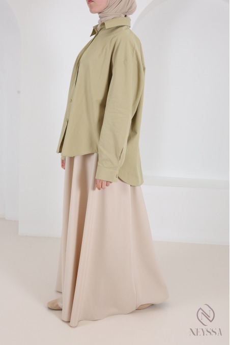 Chemise oversize asymétrique 100% coton avec nœuds tendance