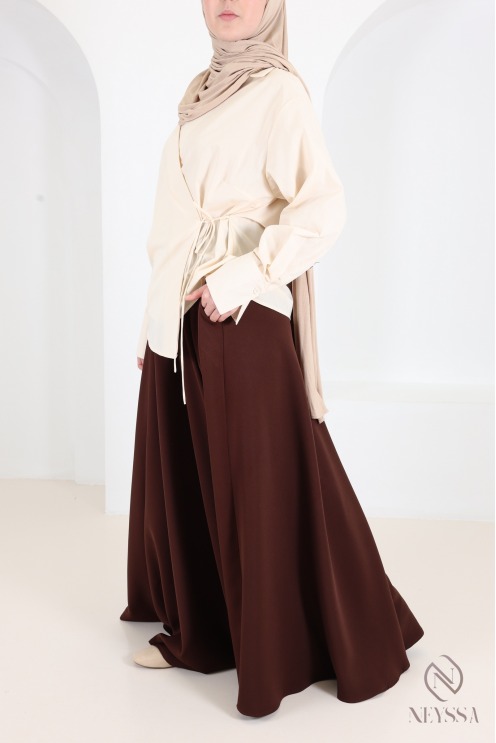 high waist flare skirt modest fashion islamic muslim wide skirt