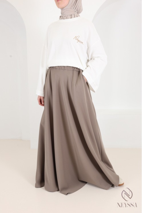 high waist flare skirt modest fashion islamic muslim wide skirt