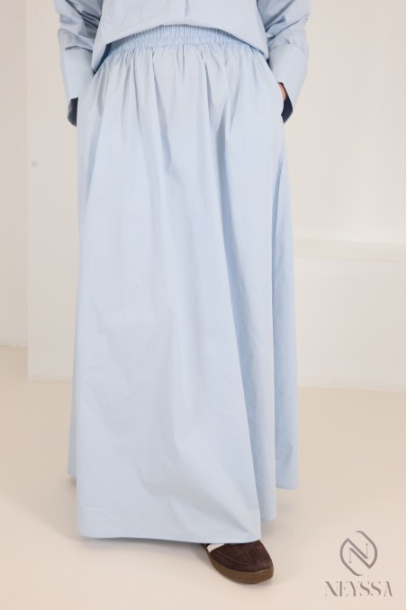 Set aus Maxirock und Bluse mit hochkrempelbaren Ärmeln aus Baumwolle