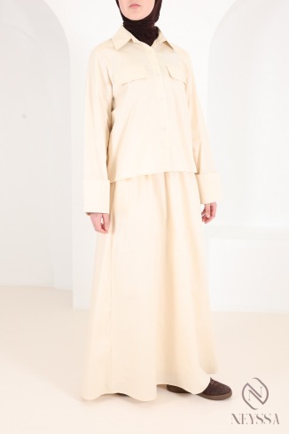Ensemble en coton yellow 2 pièces jupe et chemise tendance 2