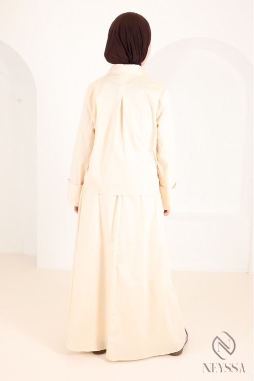 Trendy 2-piece yellow cotton skirt and shirt set