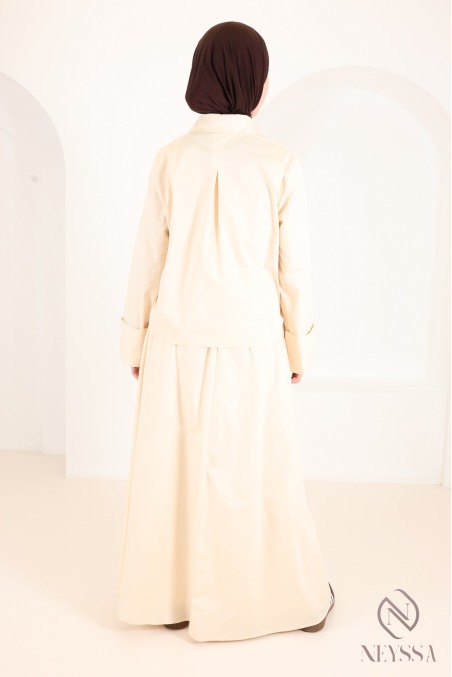 Trendy 2-piece yellow cotton skirt and shirt set