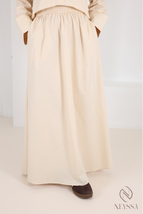 Trendy 2-piece yellow cotton skirt and shirt set