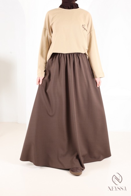 Jupe longue évasée pour femme tissu tailleur, haute qualité