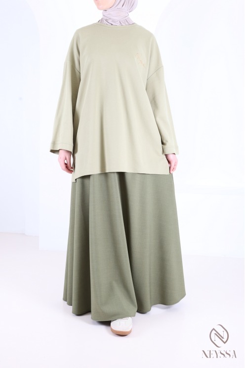 Jupe longue évasée pour femme tissu tailleur, haute qualité