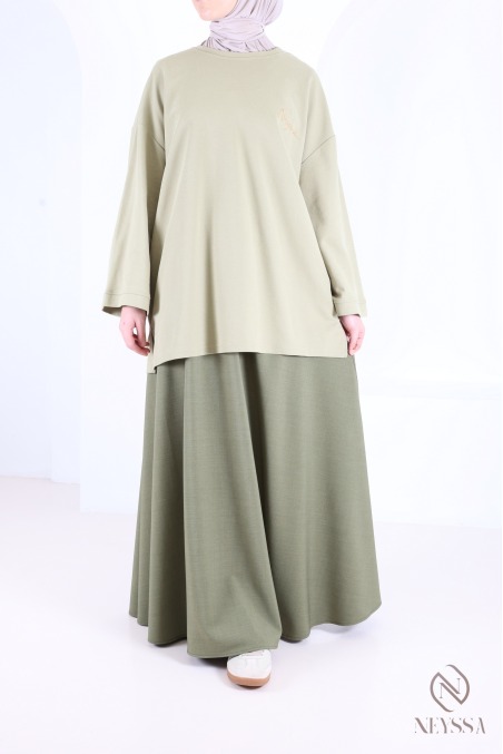 Long flared skirt for women, tailored fabric, high quality