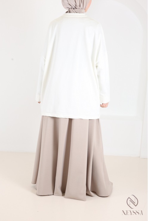 Jupe longue évasée pour femme tissu tailleur, haute qualité