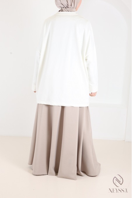 Jupe longue évasée pour femme tissu tailleur, haute qualité