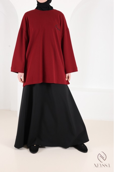 Jupe longue évasée pour femme tissu tailleur, haute qualité