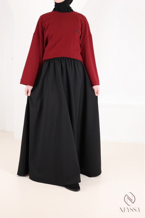 Jupe longue évasée pour femme tissu tailleur, haute qualité