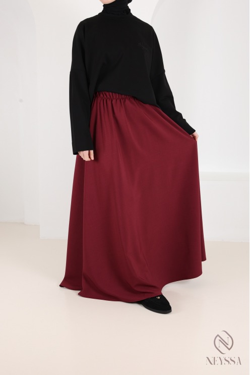 Jupe longue évasée pour femme tissu tailleur, haute qualité