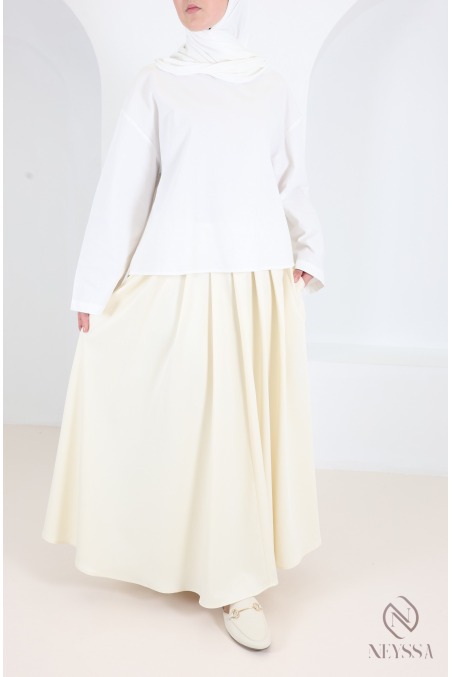 Jupe longue style tailleur coupe évasée avec poches