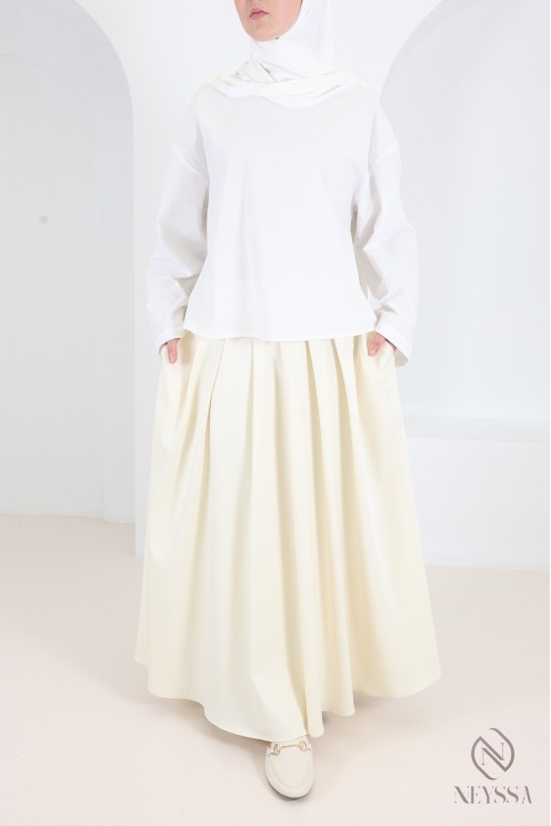 Jupe longue style tailleur coupe évasée avec poches