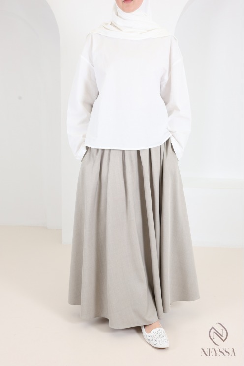 Jupe longue style tailleur coupe évasée avec poches
