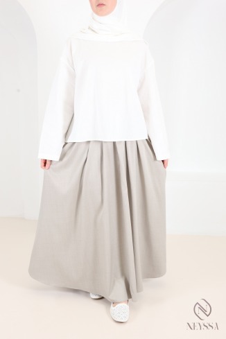 Jupe longue style tailleur coupe évasée avec poches 2