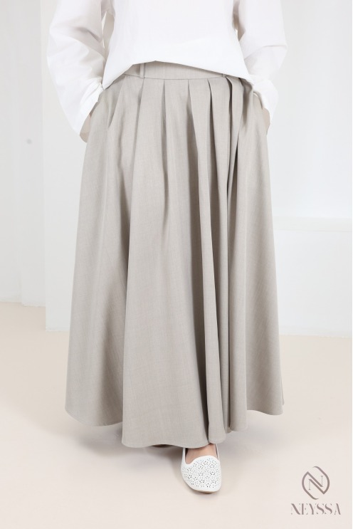 Jupe longue style tailleur coupe évasée avec poches