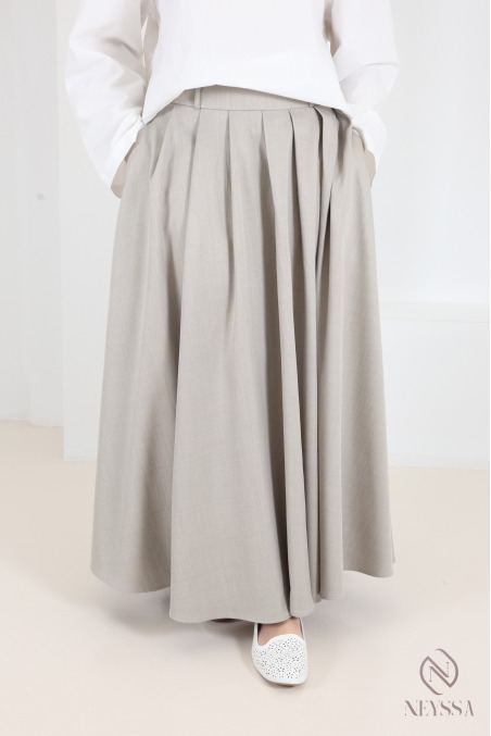 Jupe longue style tailleur coupe évasée avec poches