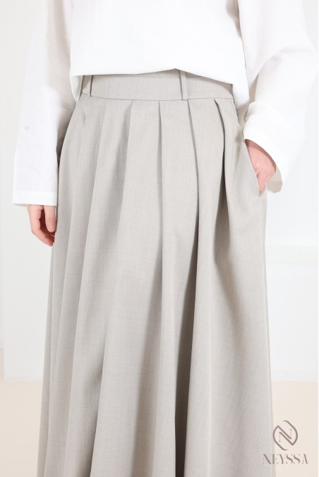Jupe longue style tailleur coupe évasée avec poches