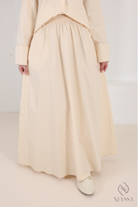 Trendy 2-piece yellow cotton skirt and shirt set