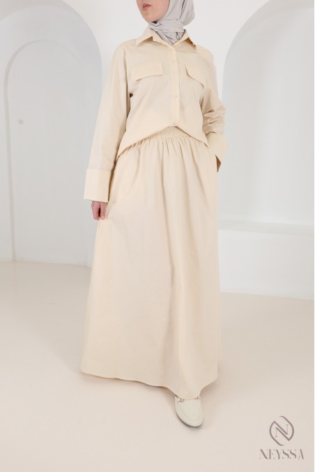 Ensemble en coton yellow 2 pièces jupe et chemise tendance