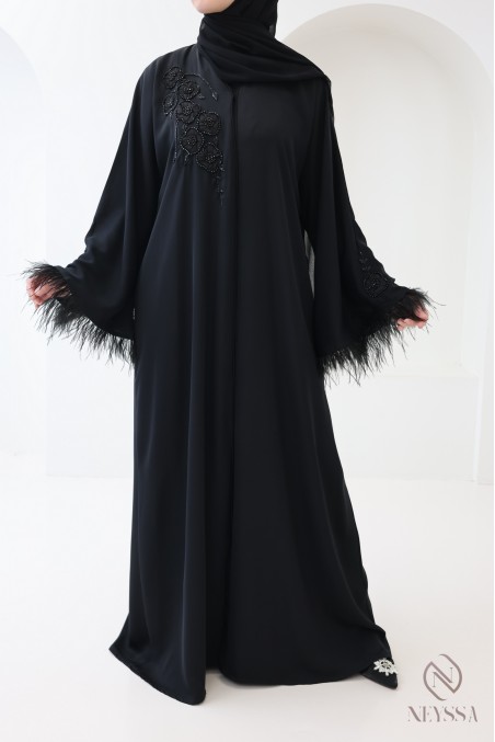 Abaya Dubai, lang, gerader Schnitt, für Frauen mit Hidschab