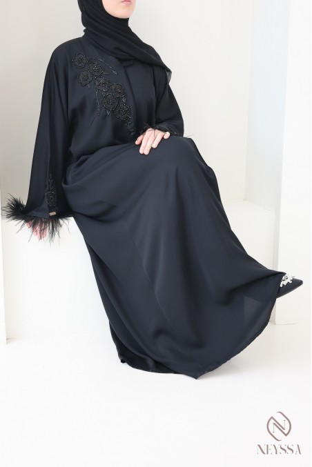 Abaya Dubai, lang, gerader Schnitt, für Frauen mit Hidschab