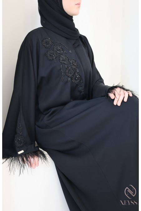 Abaya Dubai, lang, gerader Schnitt, für Frauen mit Hidschab