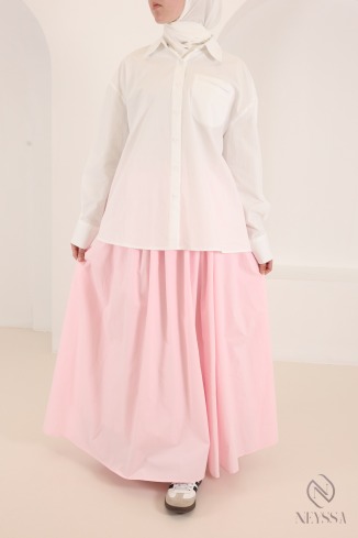 Long, flared cotton skirt without slits, with lining 2