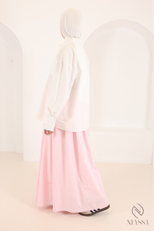 Long, flared cotton skirt without slits, with lining