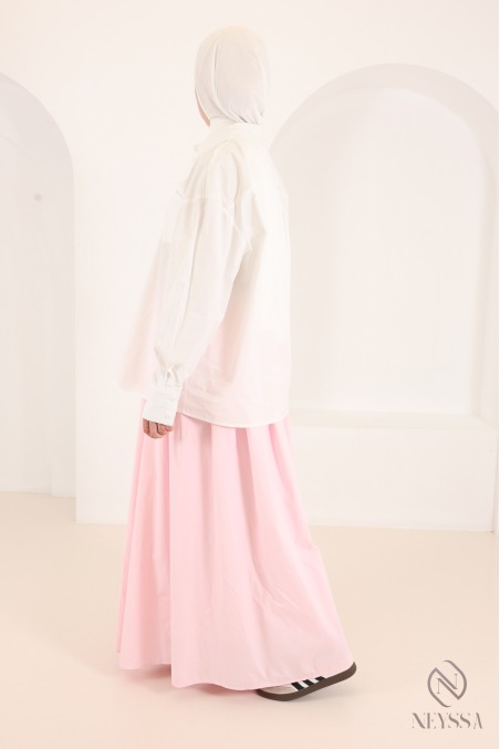 Long, flared cotton skirt without slits, with lining