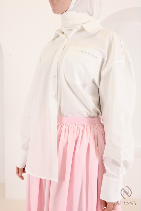 Long, flared cotton skirt without slits, with lining