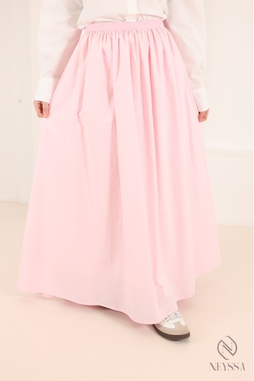 Long, flared cotton skirt without slits, with lining